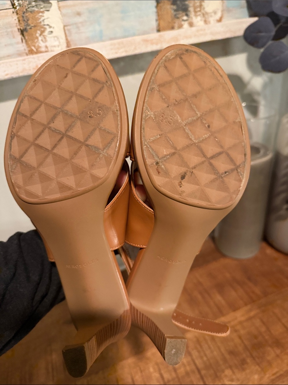 AEROSOLES Cognac Cross-Strap Slingback Heels - Picture 9 of 9